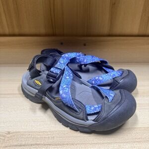KEEN Women's Zerraport Closed Toe Hiking Water Sandals Blue/ White Flower Sz 6.5